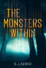 Dark Woods with a shadowed figure in the background framed by the book title and author name.